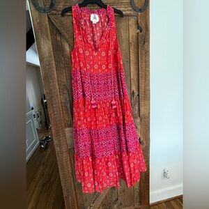 Figue Red and Pink Maxi Dress